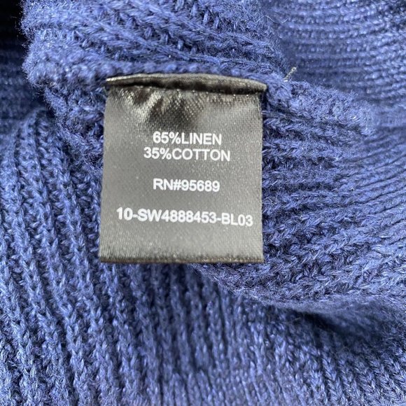 Todd Snyder Men's Medium Navy Linen Cotton Blend Button Up Sweater - Picture 5 of 5